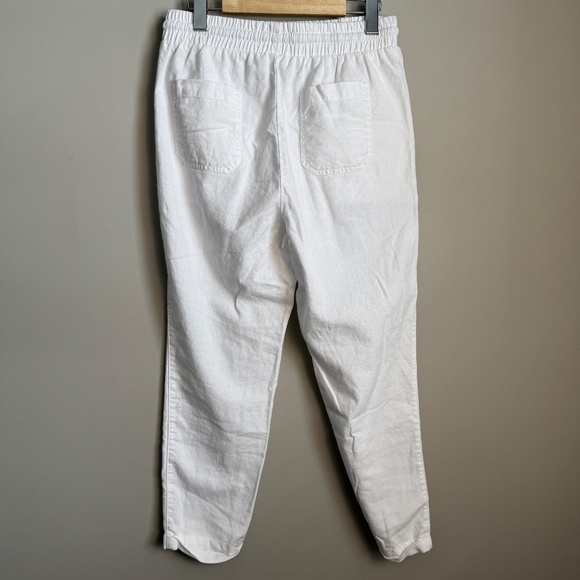 Simply Blessed Women's M Rayon/Linen Pull-On High-Rise Beach Pants White Ankle - Picture 7 of 15